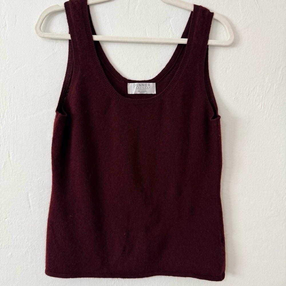 Denner Cashmere London 100% Cashmere Burgundy Knit Tank Top Medium